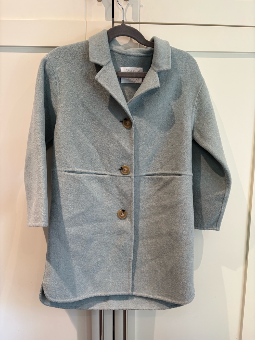 ZARA Wool Blend Coat Blazer Pastel Mint Green Single Breasted Pea Coat Size 6